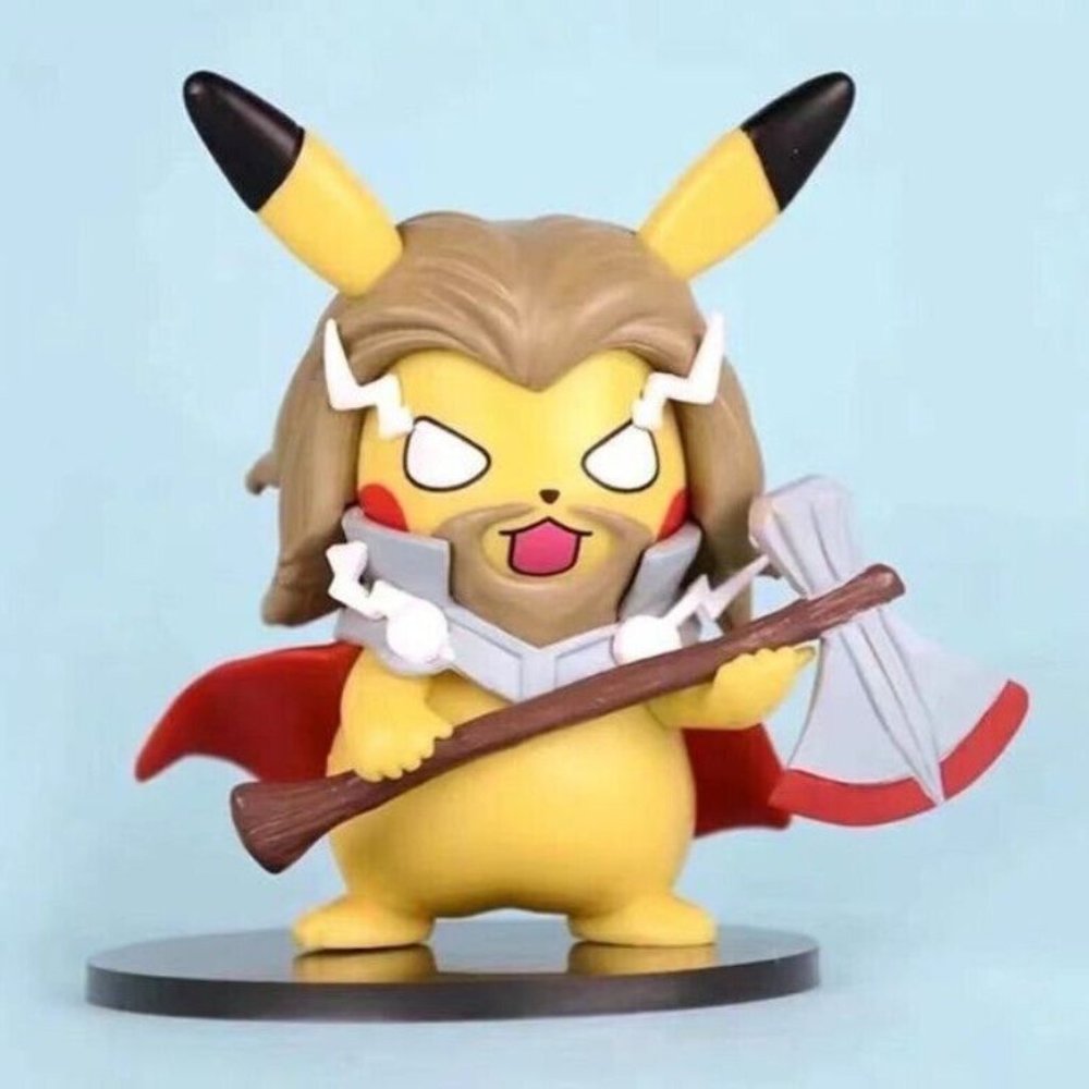 Custom Crafted Avengers Thor Thunder God X Pikachu Figure - BRAND NEW